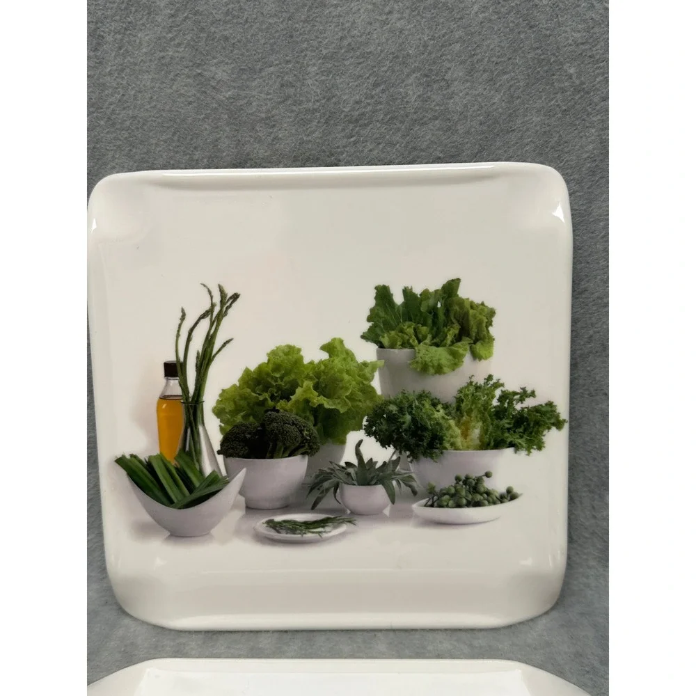 Servewell Square Set Melamine Cutting‎ Stands Boards 7.5in Vegetable Print New